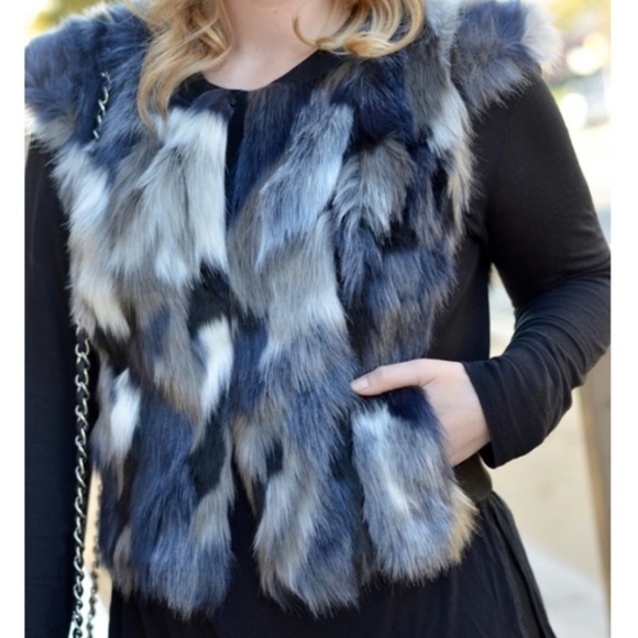 CAbi Jackets & Blazers - CABI FROSTY MULTI PATCHWORK FAUX-FUR VEST